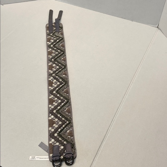 FREE PEOPLE BOHO LEATHER FULL OF DREAMS GRAY WAIST BELT - Picture 6 of 16